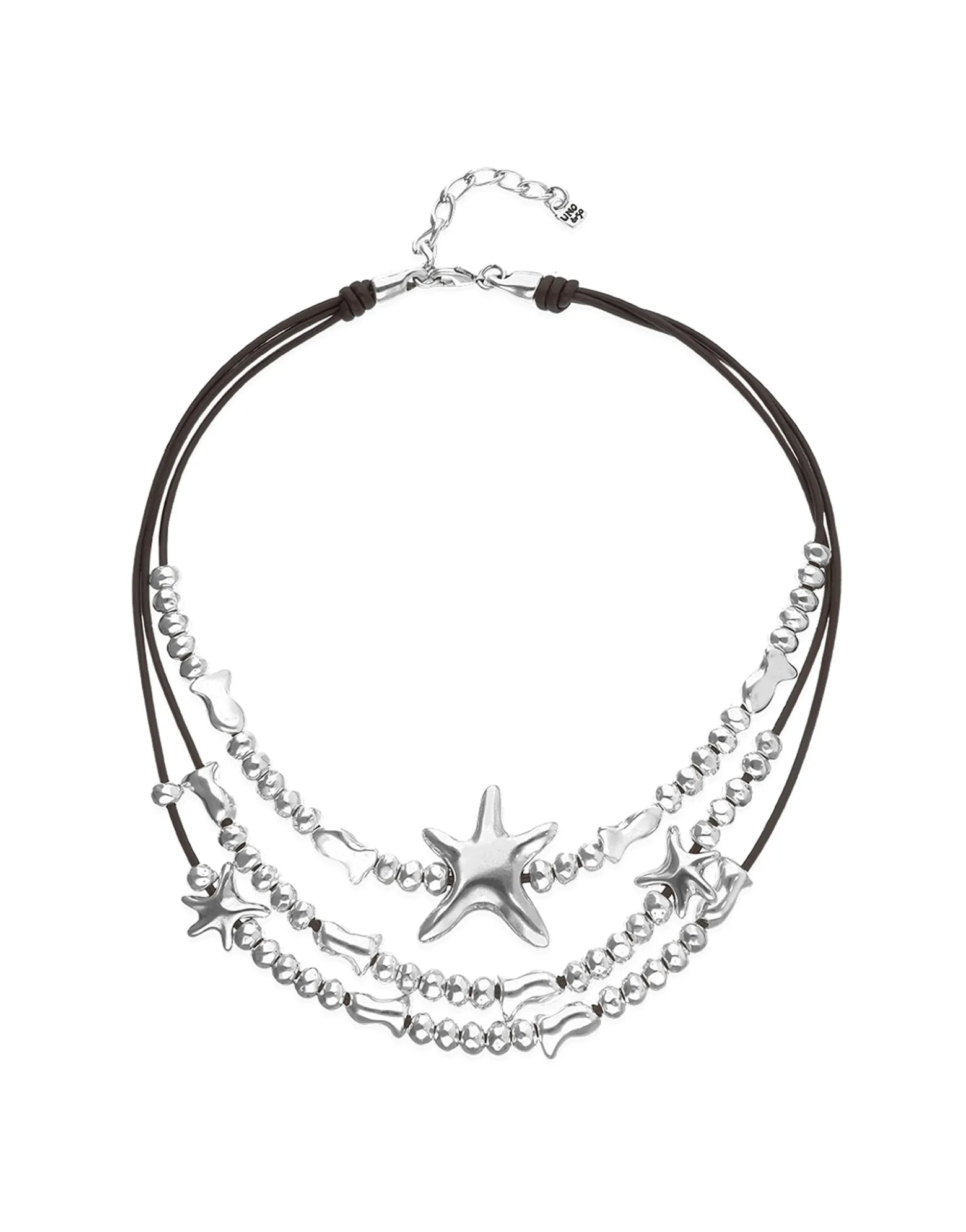 Multi-strand leather necklace with starfish