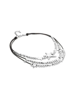 Multi-strand leather necklace with starfish