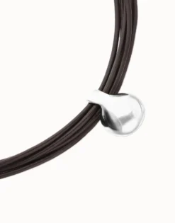 Multistrand short leather necklace with large sphere