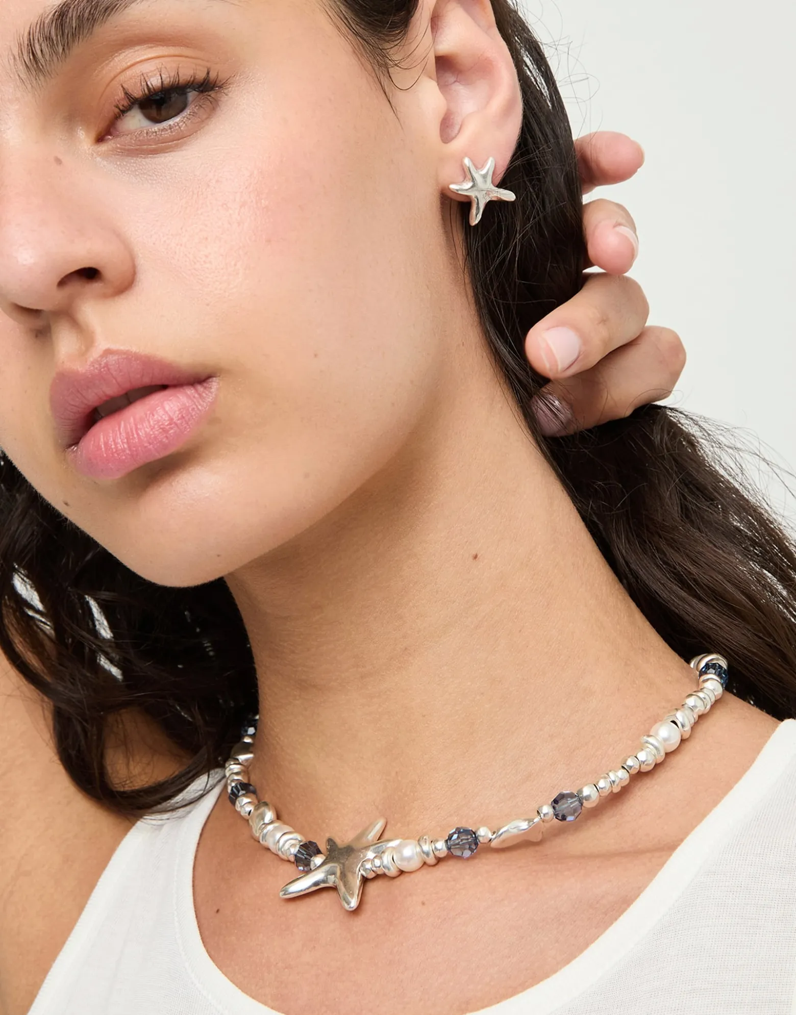 Necklace with crystals and big starfish