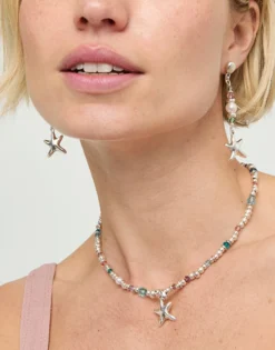 Necklace with crystals and small starfish