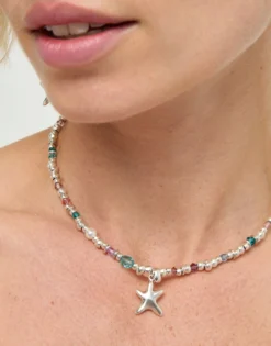 Necklace with crystals and small starfish