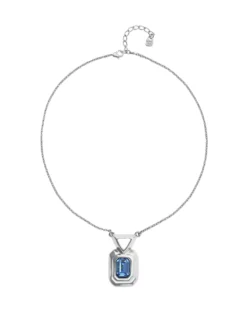 Necklace with rectangular blue faceted crystal