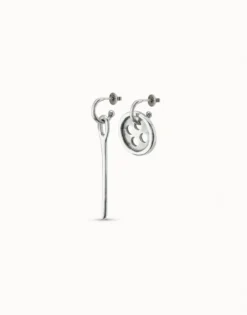 Needle and button earrings