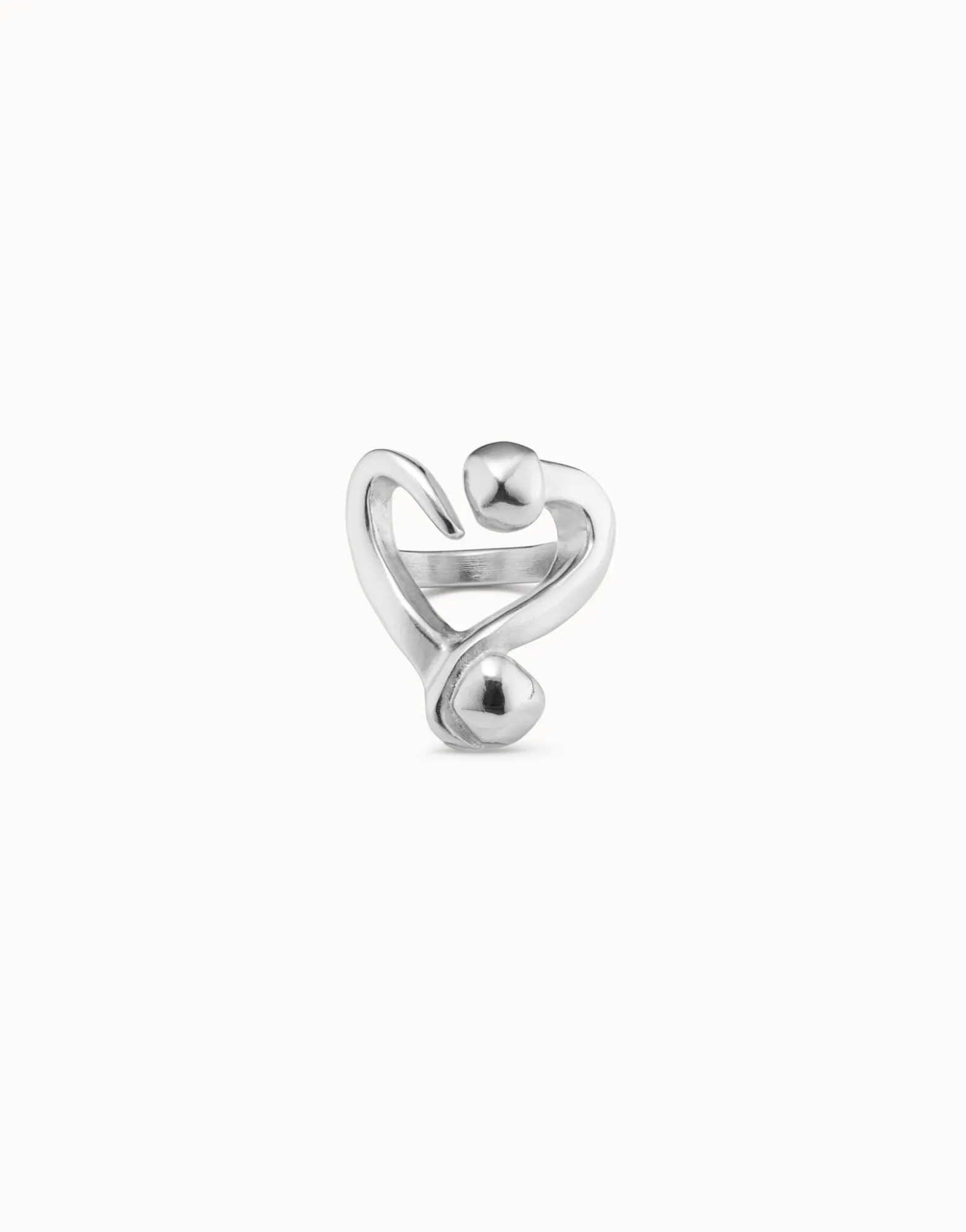 Open ring with a nailed heart