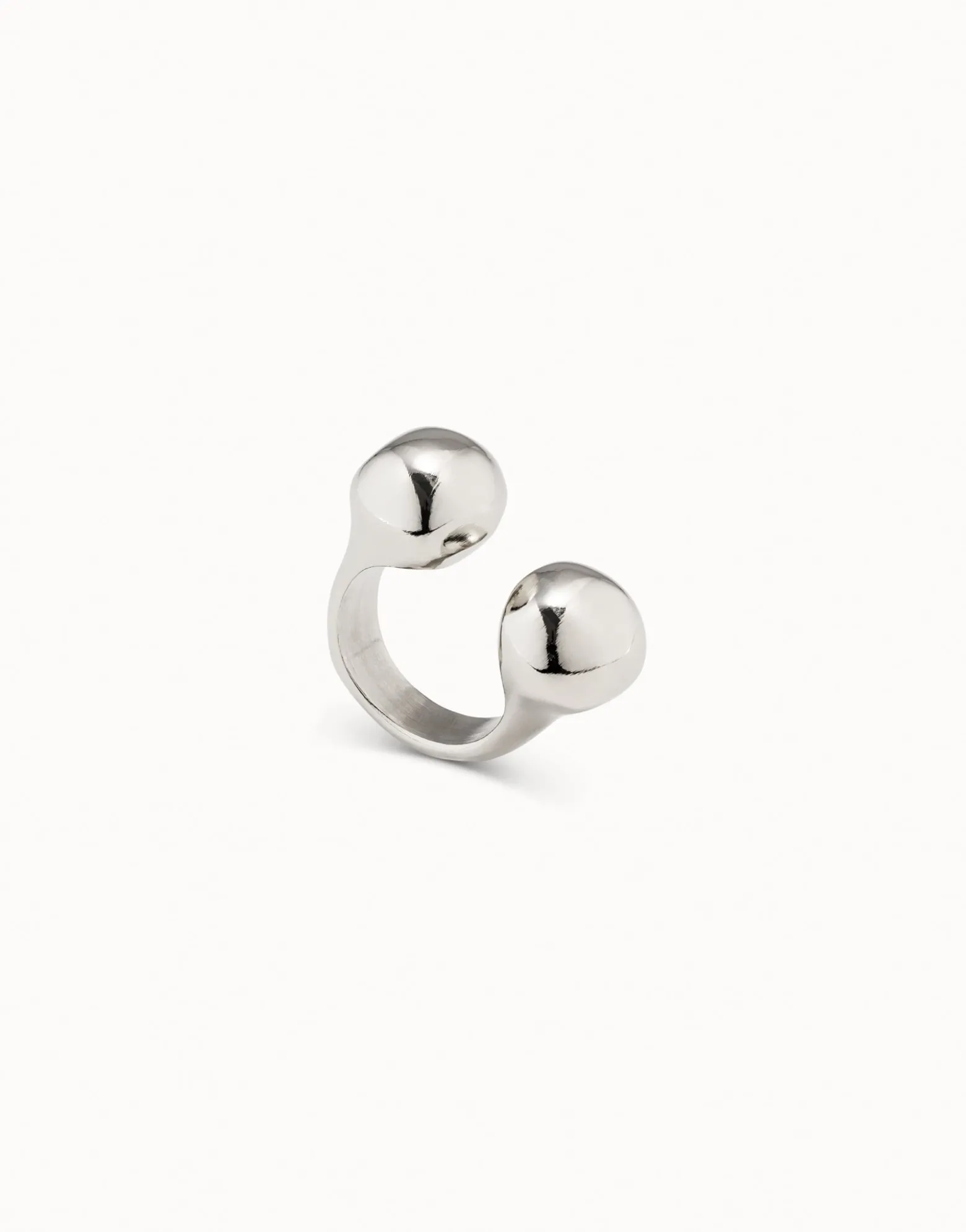 Open ring with two beads
