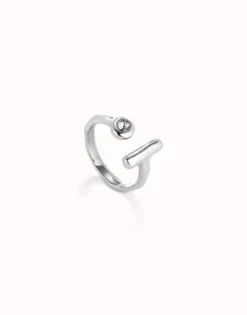 Open ring with white topaz