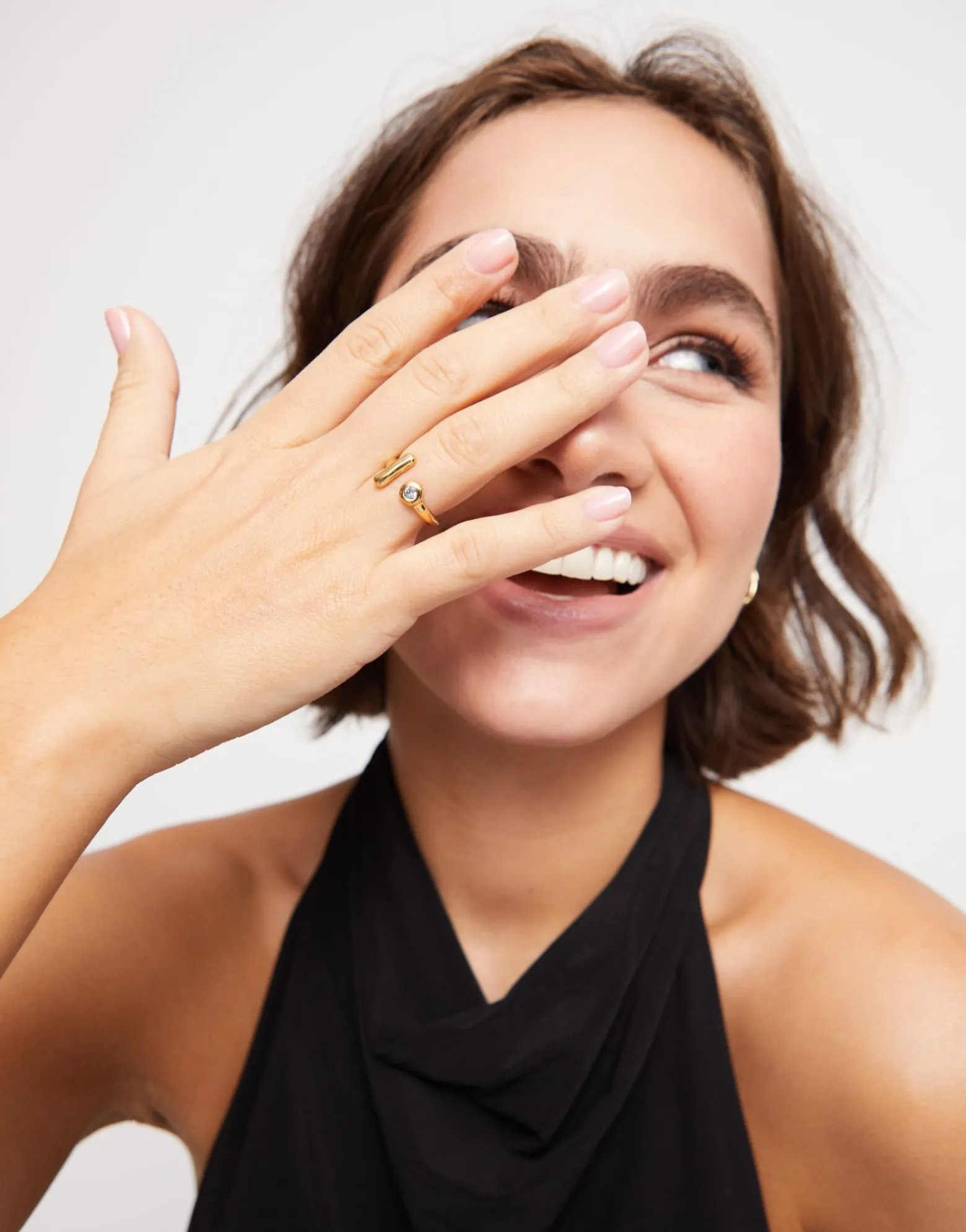 Open ring with white topaz