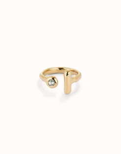 Open ring with white topaz