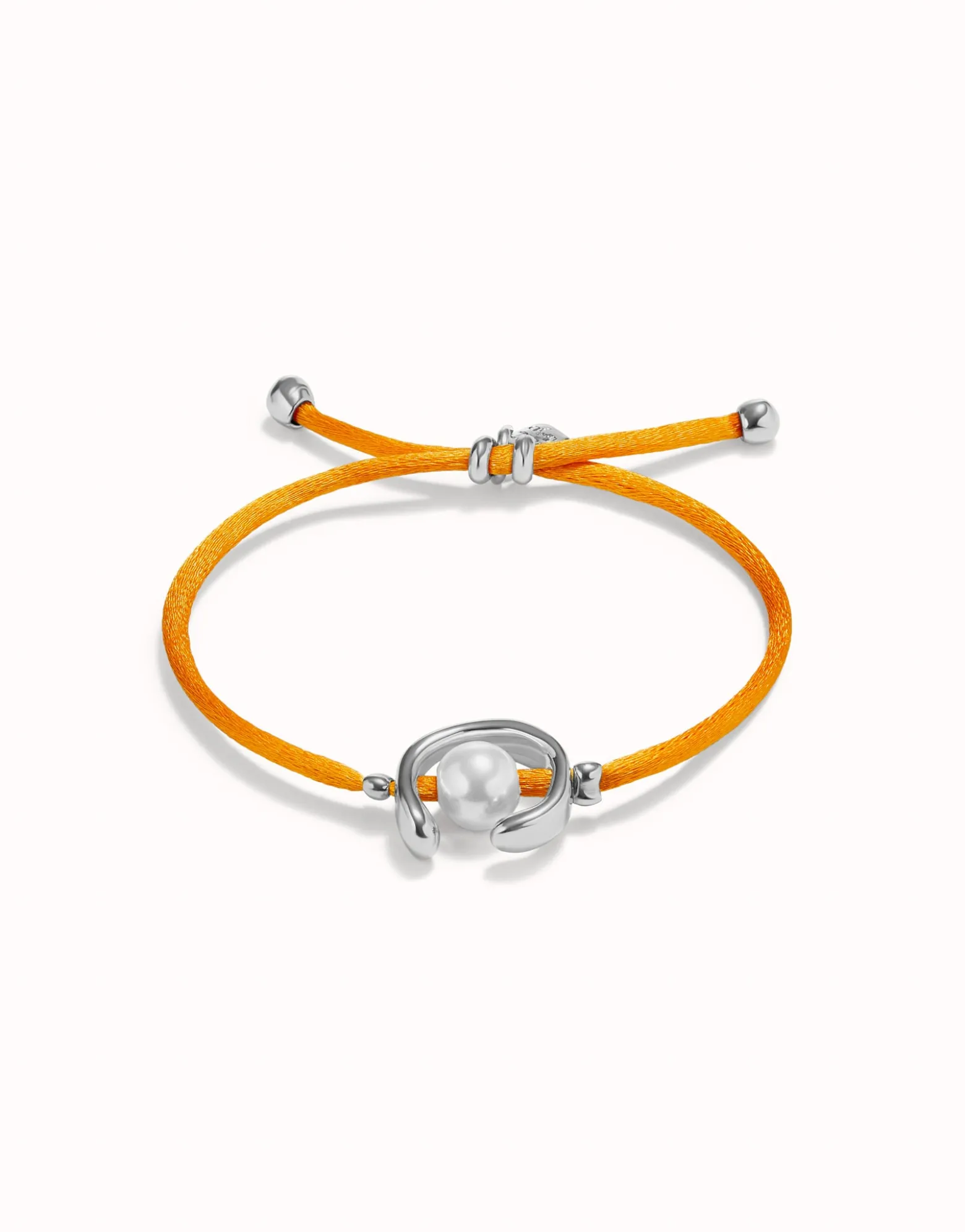 Orange cord bracelet with a pearl