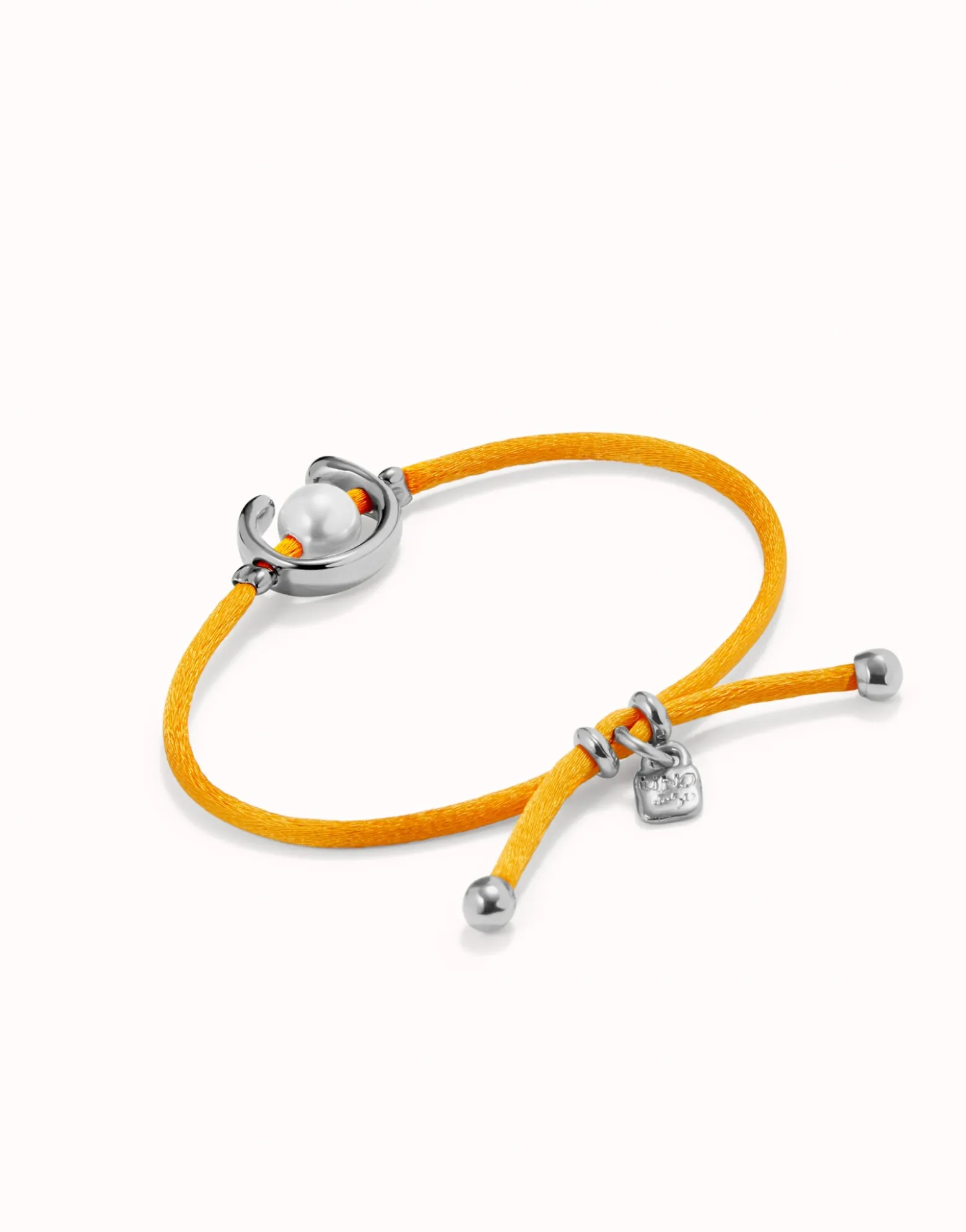 Orange cord bracelet with a pearl