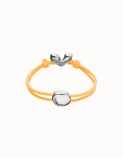 Orange elastic thread bracelet with heart