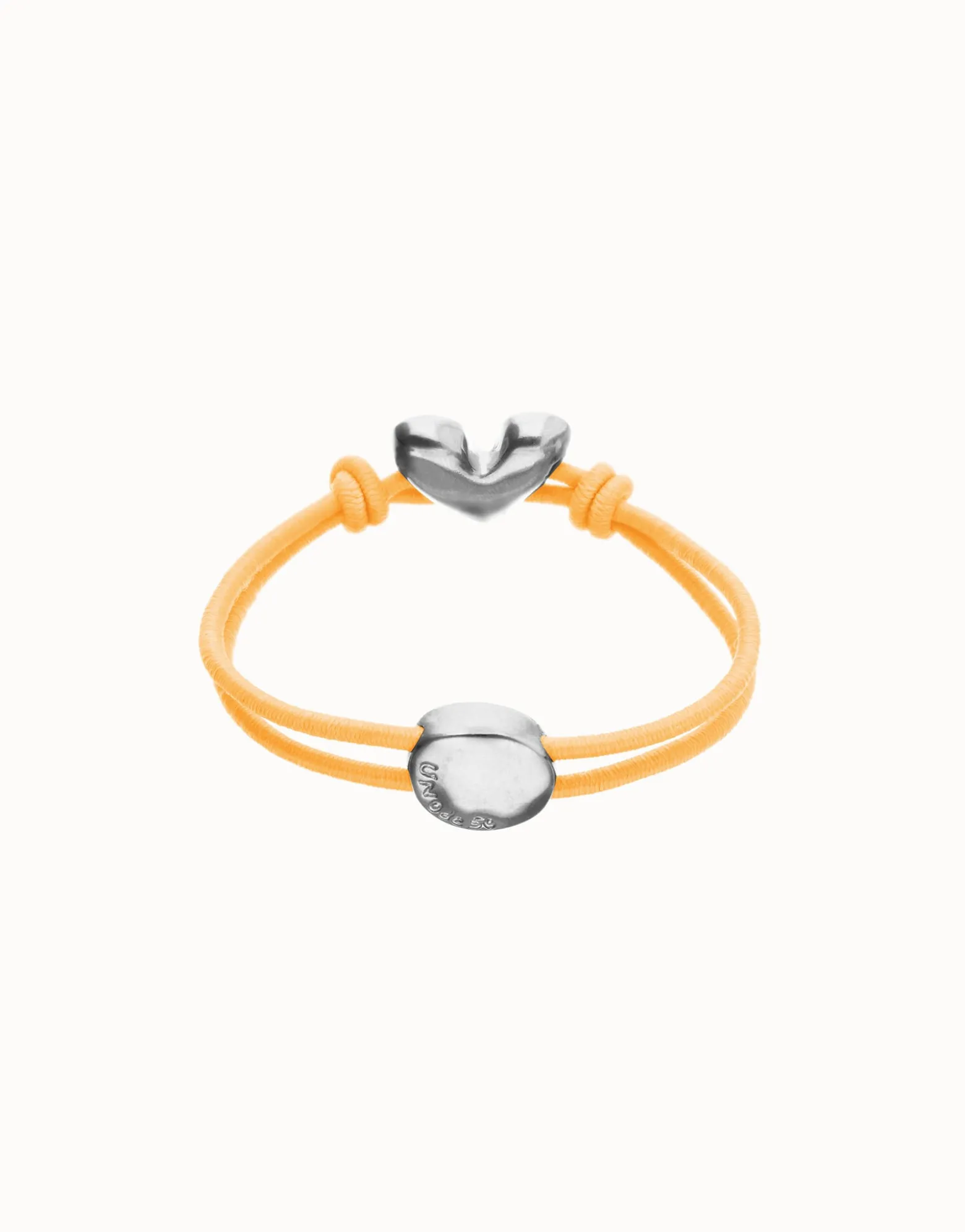 Orange elastic thread bracelet with heart