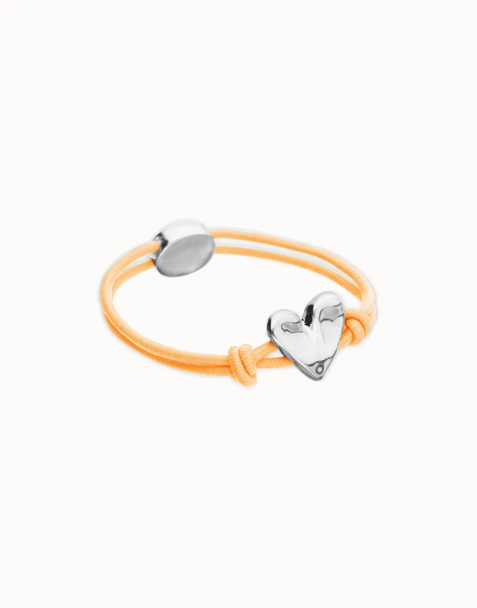 Orange elastic thread bracelet with heart