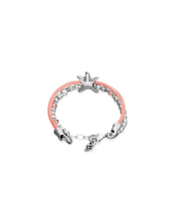 Orange silk thread and metal bracelet with starfish