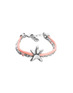 Orange silk thread and metal bracelet with starfish