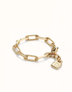 Paper clip link bracelet with padlock