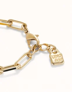 Paper clip link bracelet with padlock