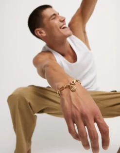 Paper clip link bracelet with padlock