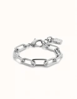 Paper clip link bracelet with padlock
