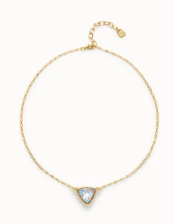 Pendant chain link necklace with multicolor crystal