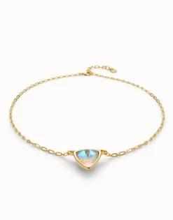 Pendant chain link necklace with multicolor crystal
