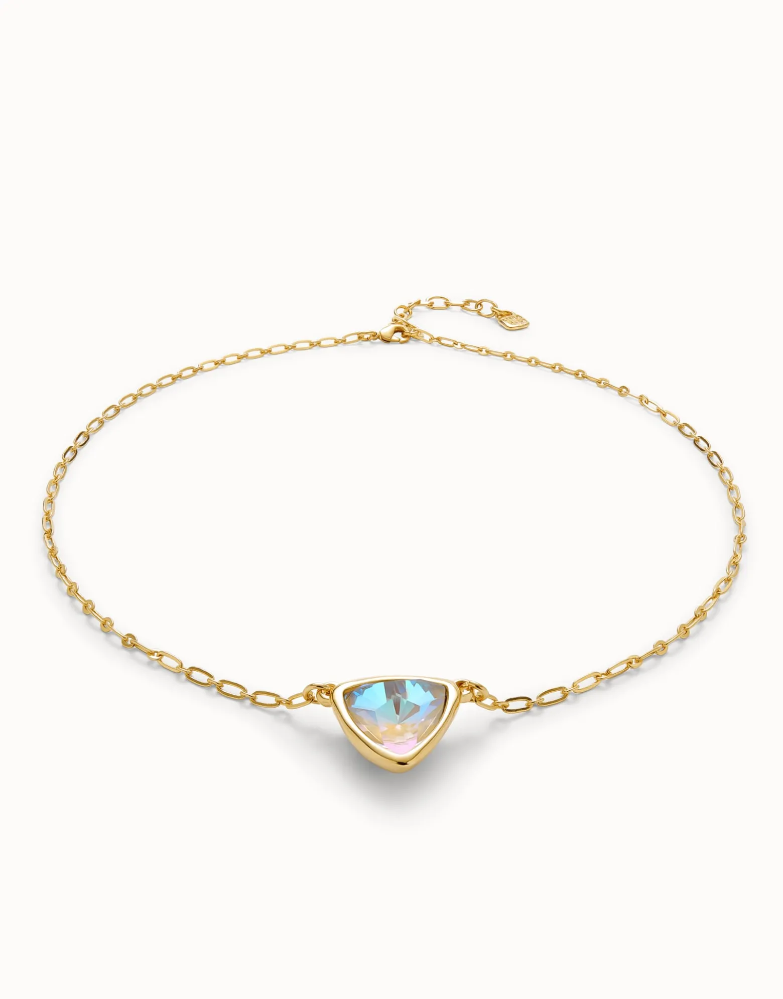 Pendant chain link necklace with multicolor crystal