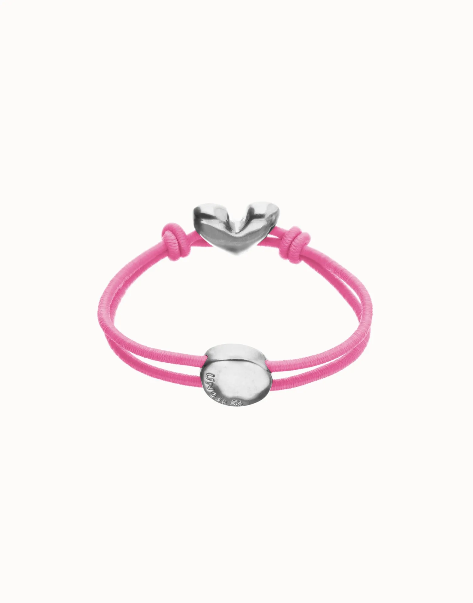 Pink elastic thread bracelet with heart charm