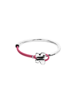 Pink leather bracelet with butterfly ornament