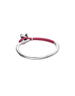 Pink leather bracelet with butterfly ornament