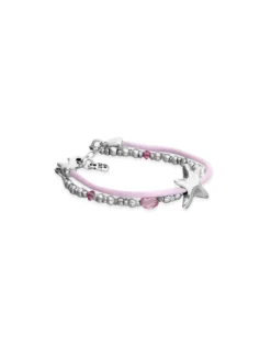 Pink silk thread and metal bracelet with starfish