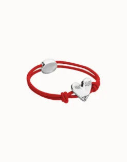 Red elastic thread bracelet with heart