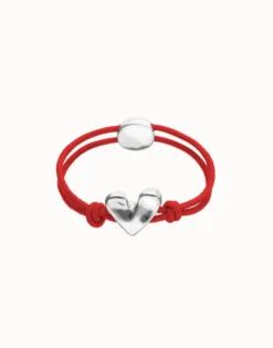 Red elastic thread bracelet with heart