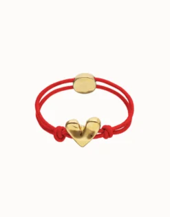 Red elastic thread bracelet with heart
