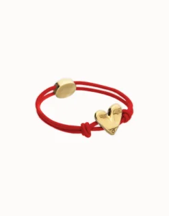 Red elastic thread bracelet with heart