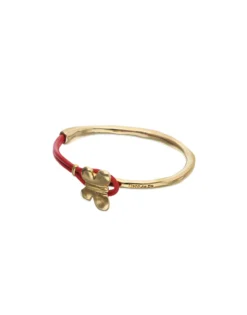 Red leather bracelet with butterfly ornament