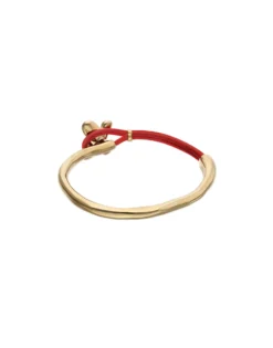 Red leather bracelet with butterfly ornament