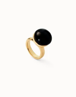 Ring with black murano glass