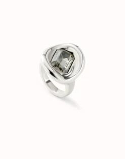 Ring with grey crystal
