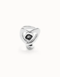Ring with heart and central black crystal