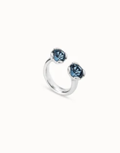 Ring with two pink crystals
