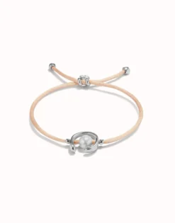 Salmon cord bracelet with a pearl
