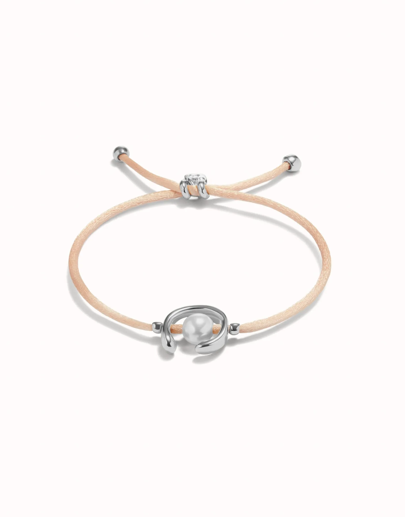 Salmon cord bracelet with a pearl