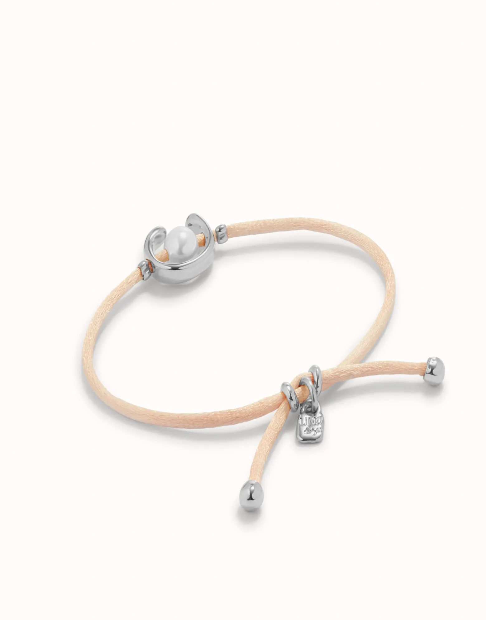 Salmon cord bracelet with a pearl