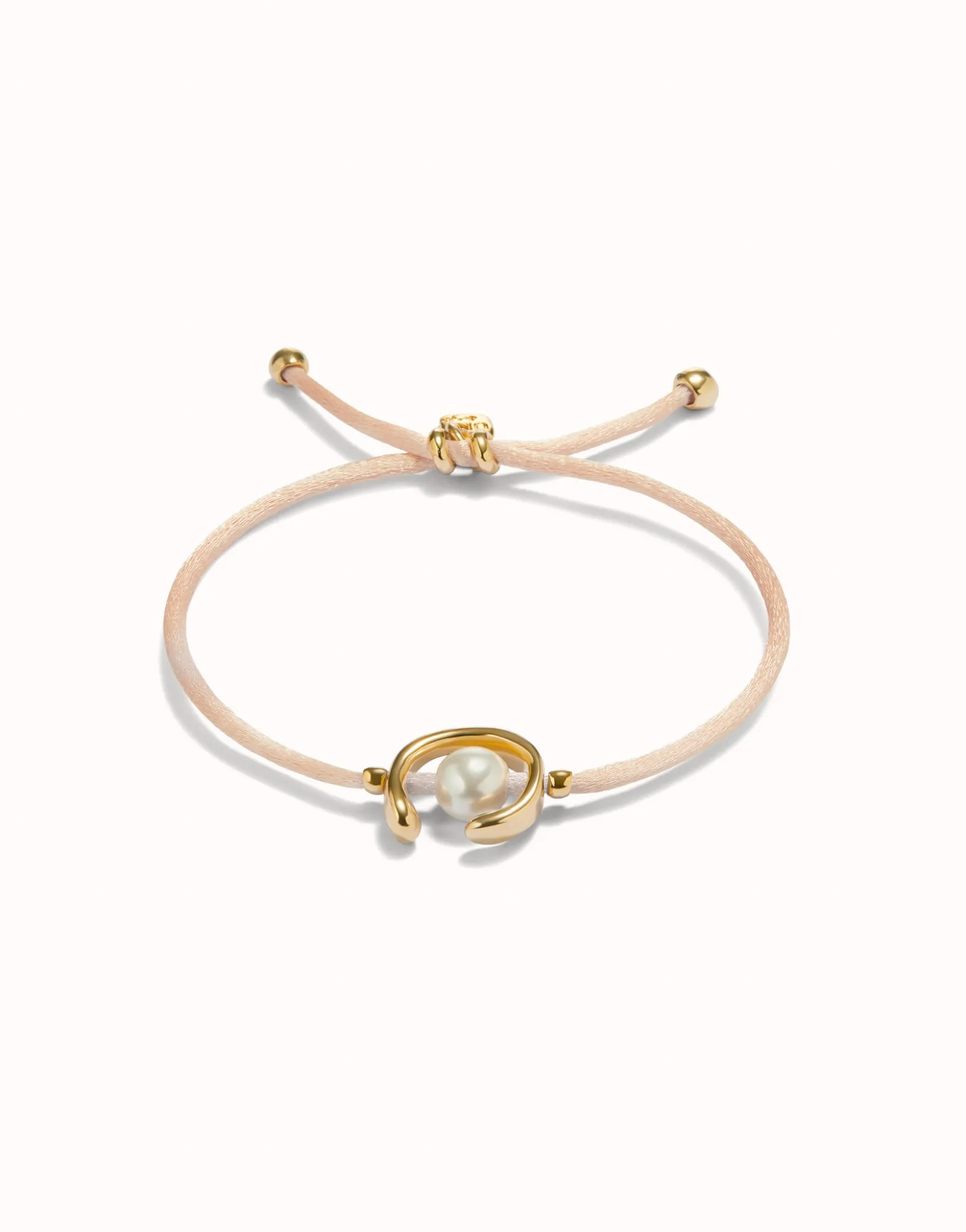 Salmon cord bracelet with a pearl