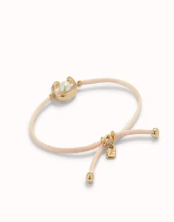Salmon cord bracelet with a pearl
