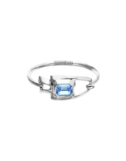 Semi-rigid bracelet with blue faceted crystal