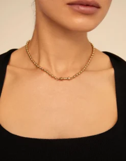 Short beaded chain charm necklace