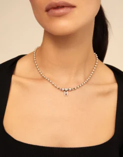 Short beaded chain charm necklace