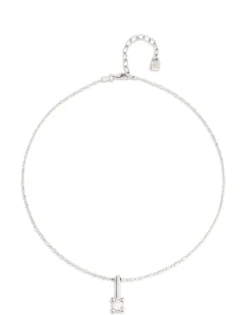 Short chain necklace with white cubic zirconia